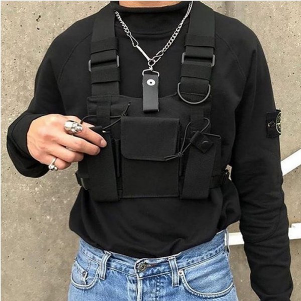 Vest Streetwear Waist Pack Women Black Chest Rig Bag