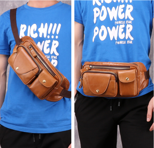 Outdoor Leisure Leather Retro Fashion Multifunctional Waist Chest Bag