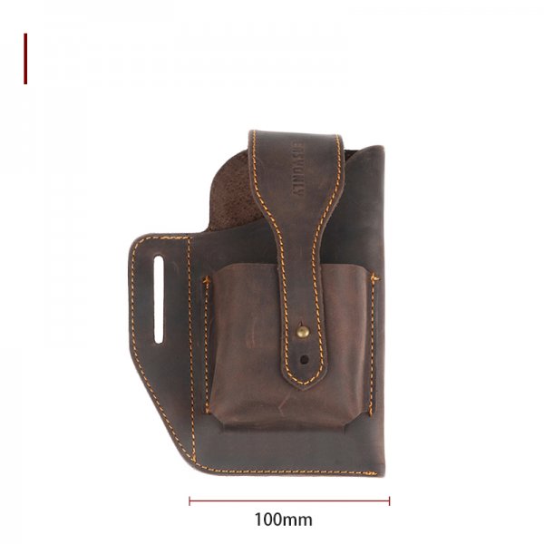 Men's Dual Mobile Phone Bag Hanging Waist   Outdoor Construction Site Leather Belt Cover