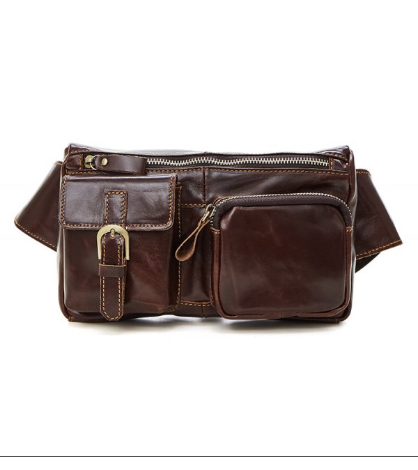 Men's Waist Bag Waist Chest Bag Retro First Layer Cowhide Leather Men's Bag